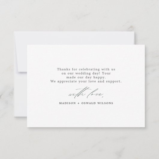 Elegant minimalistisch script bruiloft dankbaarhei bedankkaart (Achterkant)
