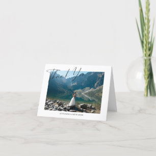 Elegant minimalistisch script bruiloft foto gevouw bedankkaart