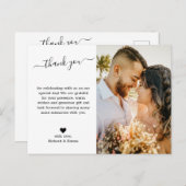 Elegant minimalistisch script bruiloft Foto Hartel Briefkaart (Voorkant / Achterkant)