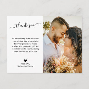 Elegant minimalistisch script bruiloft Foto Hartel Briefkaart