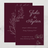 Elegant minimalistisch script bruiloft kaart (Voorkant / Achterkant)