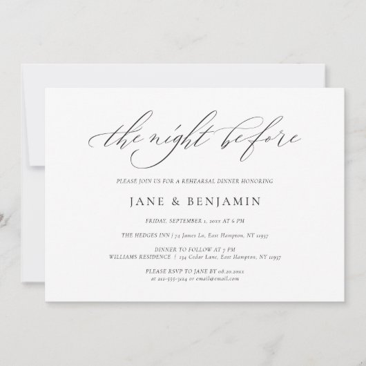 Elegant minimalistisch script bruiloft repetitie d kaart (Voorkant)