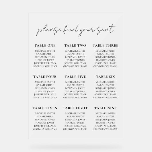 Elegant minimalistisch script bruiloft zitgrafiek acryl bord (Voorkant)