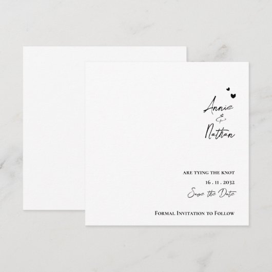 Elegant minimalistisch script dat de knoopbruiloft aankondiging (Voorkant / Achterkant)