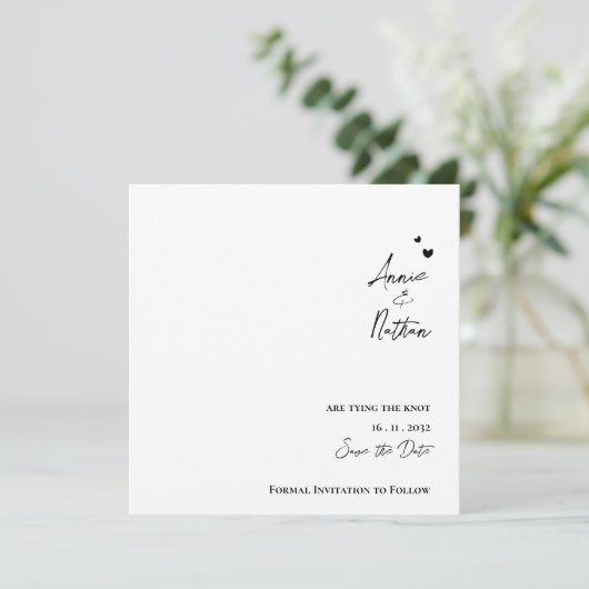 Elegant minimalistisch script dat de knoopbruiloft aankondiging (Staand voorkant)