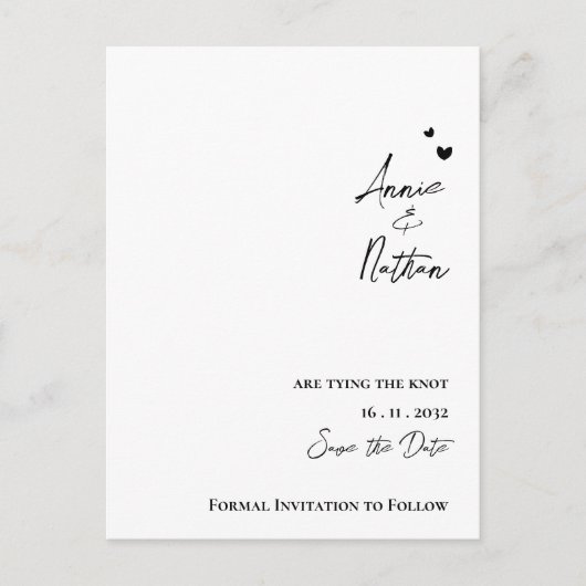 Elegant minimalistisch script dat de knoopbruiloft aankondigingskaart (Voorkant)