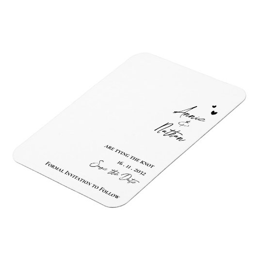 Elegant minimalistisch script dat de knoopbruiloft magneet (Linkerzijde)