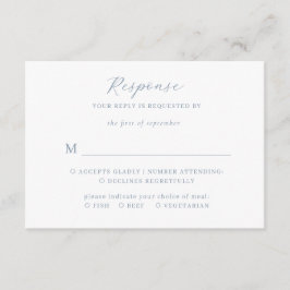 Elegant minimalistisch script Dusty Blue Wedding R Informatiekaartje