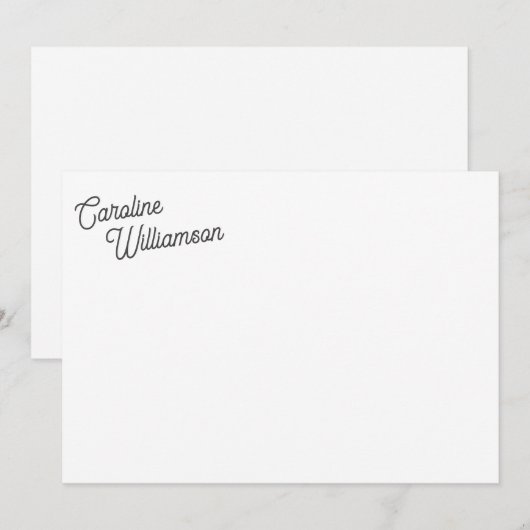 Elegant minimalistisch script gepersonaliseerd bri notitiekaartje (Voorkant / Achterkant)