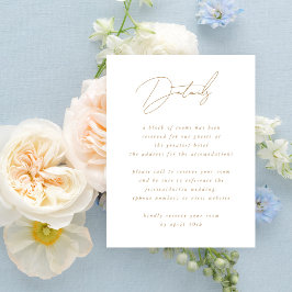 Elegant Minimalistisch script Gold Wedding Details Informatiekaartje