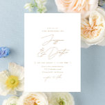 Elegant minimalistisch script Gold Wedding Kaart<br><div class="desc">Volledig aanpasbaar,  deze eenvoudig stijlvolle trouwuitnodiging kenmerkt een minimalistisch estheticum met een combinatie van elegante doopvonten.</div>