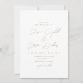 Elegant minimalistisch script Gold Wedding Kaart (Voorkant)