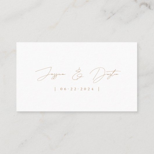 Elegant minimalistisch script Gold Wedding Plaatskaartje (Achterkant)