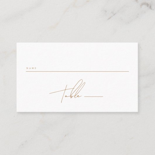 Elegant minimalistisch script Gold Wedding Plaatskaartje (Voorkant)