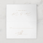 Elegant minimalistisch script Gold Wedding Plaatskaartje (Buitenkant ongevouwen)