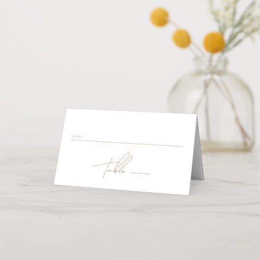 Elegant minimalistisch script Gold Wedding Plaatskaartje (Voorkant)