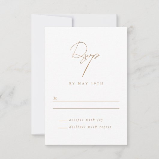 Elegant minimalistisch script Gold Wedding RSVP (Voorkant)