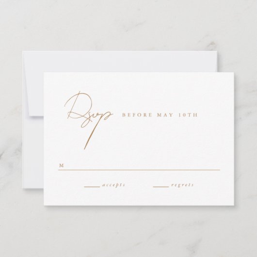 Elegant minimalistisch script Gold Wedding RSVP Kaartje (Voorkant)