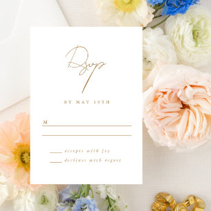Elegant minimalistisch script Gold Wedding RSVP Kaartje