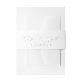Elegant minimalistisch script Gold Wedding Uitnodigingen Wikkel