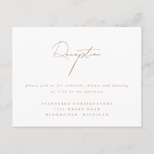 Elegant minimalistisch script Gold Weduwen Recepti Informatiekaartje (Voorkant)