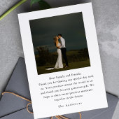 Elegant minimalistisch script hart bruiloft foto bedankkaart