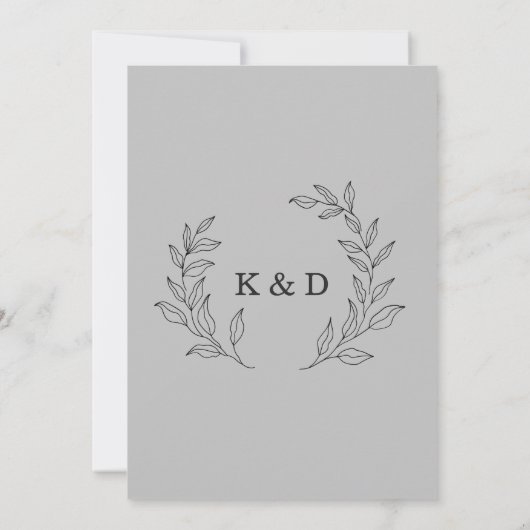 Elegant minimalistisch script Leaf Wedding Light G Kaart (Achterkant)