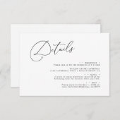 Elegant-minimalistisch script legant Wedding detai Informatiekaartje (Voorkant / Achterkant)