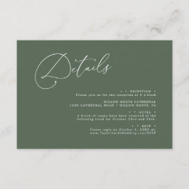 Elegant-minimalistisch script legant Wedding detai Informatiekaartje