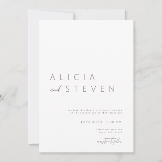 Elegant minimalistisch script moderne bruiloft kaart (Voorkant)