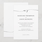 Elegant minimalistisch script monogram bruiloft kaart (Voorkant / Achterkant)