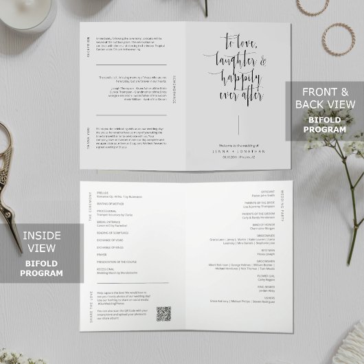 Elegant minimalistisch script QR Code Wedding vouw Programma