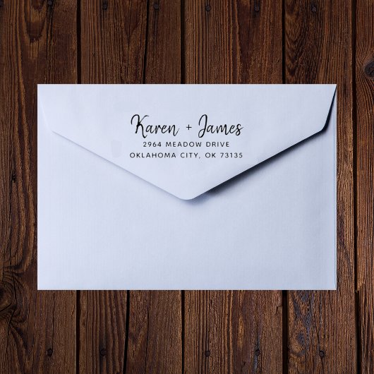 Elegant Minimalistisch Script Retouradres voor Huw Rubberstempel