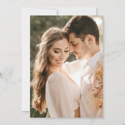 Elegant minimalistisch script Sage Groene foto bru Kaart (Achterkant)