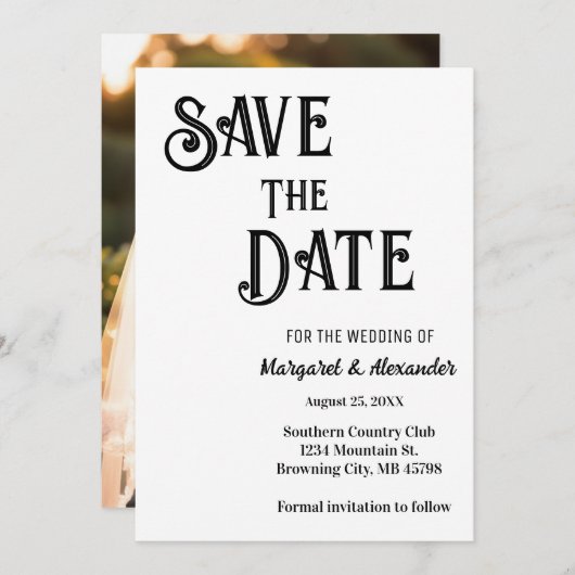 Elegant minimalistisch script Sla de trouwdatum op Kaart (Voorkant / Achterkant)
