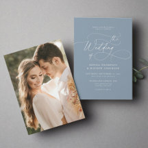 Elegant minimalistisch script stoffig blauw foto b