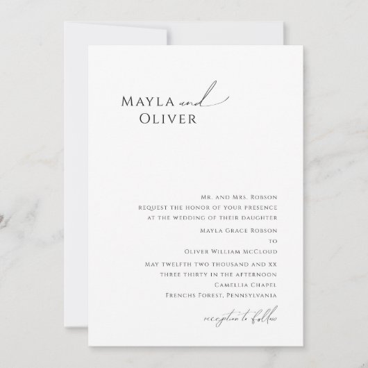 Elegant minimalistisch script Traditional Wedding  Kaart (Voorkant)