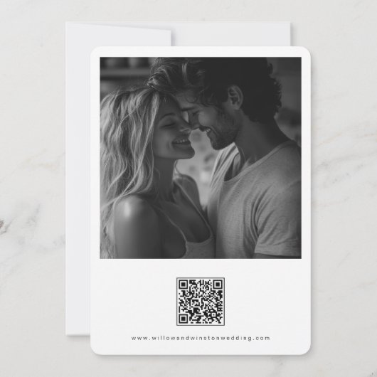 Elegant minimalistisch script twee foto's save the date (Achterkant)