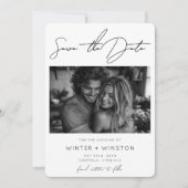 Elegant minimalistisch script twee foto's save the date (Voorkant)