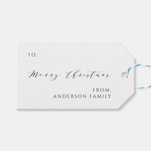 Elegant minimalistisch script Vrolijk kerstgezin Cadeaulabel (Voorkant (Horizontaal))