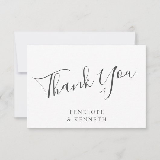 Elegant Minimalistisch Script White Custom Wedding Bedankkaart (Voorkant)