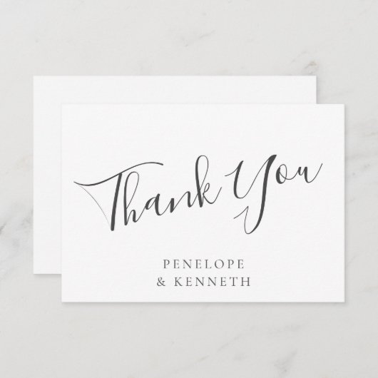 Elegant Minimalistisch Script White Custom Wedding Bedankkaart (Voorkant / Achterkant)