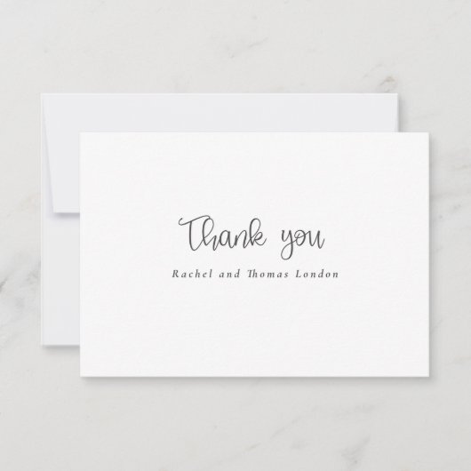 Elegant minimalistisch script zwart wit bruiloft bedankkaart (Voorkant)