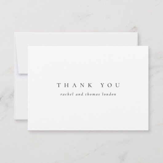 Elegant minimalistisch script zwart wit bruiloft bedankkaart (Voorkant)