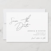 Elegant minimalistisch script zwart-wit save the date (Voorkant)
