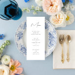 Elegant minimalistisch script zwart-witbruiloft menu<br><div class="desc">Volledig aanpasbaar,  dit eenvoudig stijlvolle trouwmenu kenmerkt elegante doopvonten met een minimalistische esthetiek. De rug komt met vlek voor extra verpersoonlijking. Een deel van een collectie.</div>