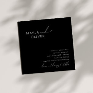Elegant minimalistisch script   Zwarte-Square Wedd Kaart
