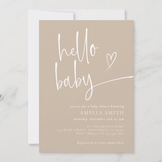 Elegant minimalistisch scriptneutraal Baby shower Kaart (Voorkant)