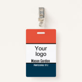 Elegant, minimalistisch sinaasappel blauw badge (Voorkant met clip)