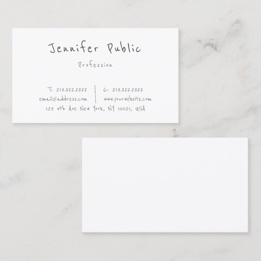 Elegant minimalistisch Sjabloon kalligrafie Modern Visitekaartje (Voorkant / Achterkant)